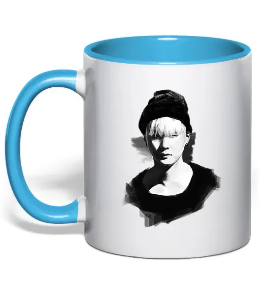 Чашка с цветной ручкой Suga brush Голубой фото