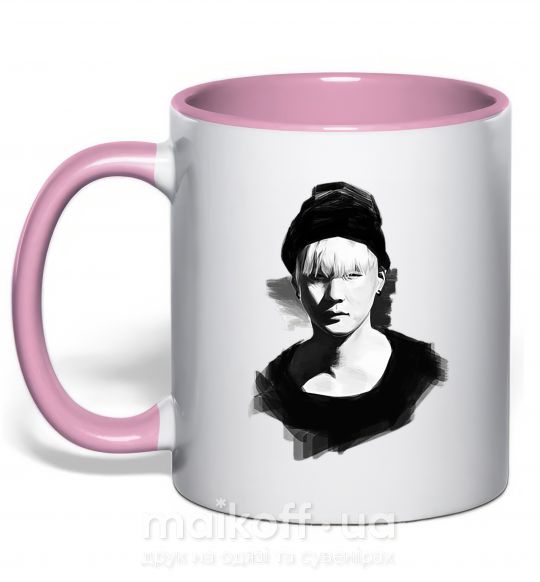 Чашка з кольоровою ручкою Suga brush Ніжно рожевий фото
