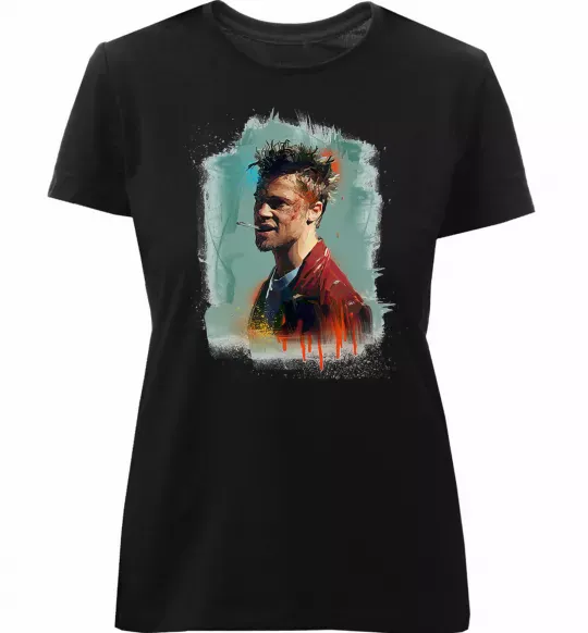 Женская премиум футболка Бійцівський клуб фарба Черный фото