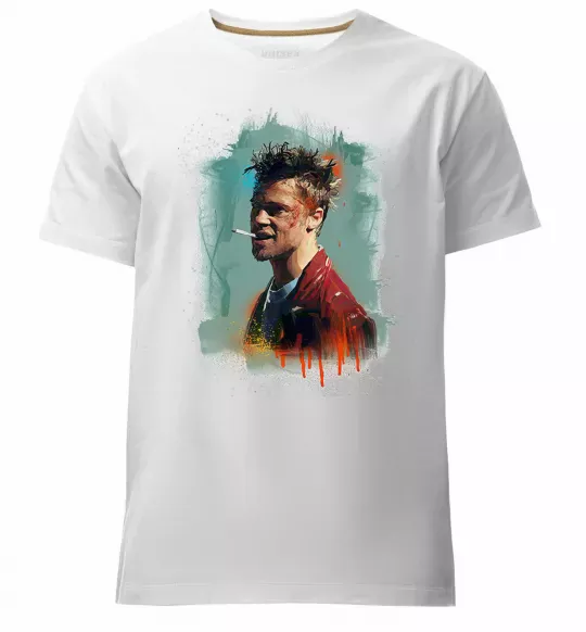 Мужская премиум футболка Бійцівський клуб фарба Белый фото