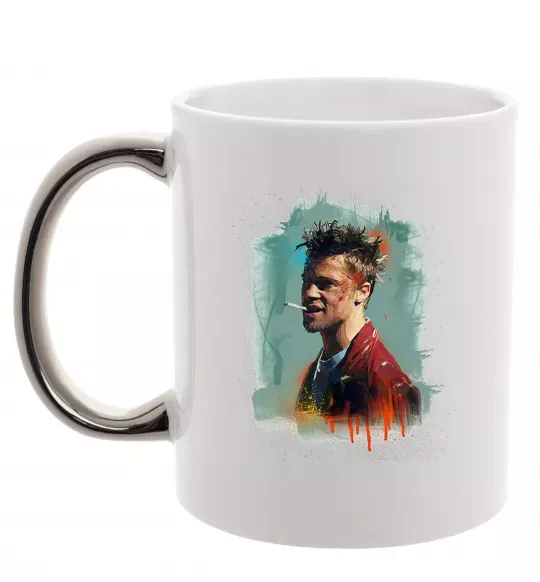 Чашка с цветной ручкой Бійцівський клуб фарба Серебро фото