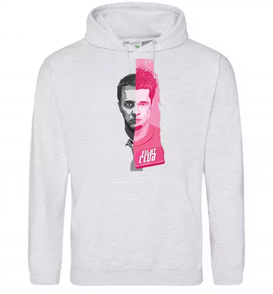 Мужская толстовка (худи) Бійцівський клуб розово-сірий Серый меланж фото