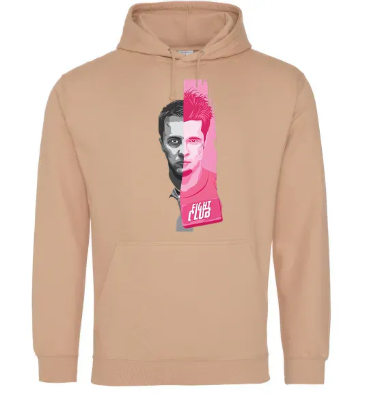 Мужская толстовка (худи) Бійцівський клуб розово-сірий Песочный фото