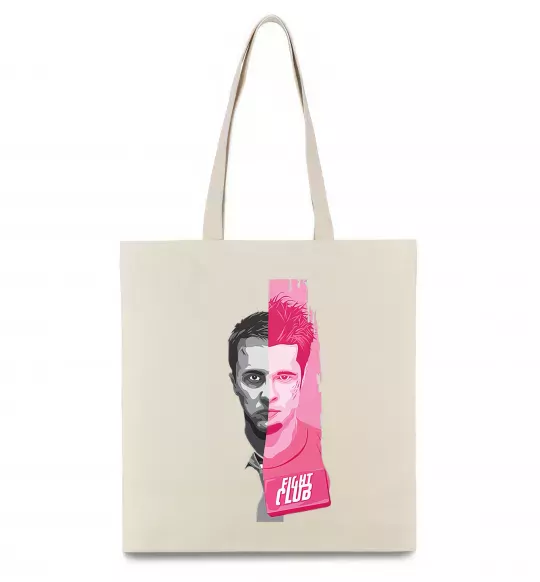 Эко-сумка Бійцівський клуб розово-сірий Бежевый фото