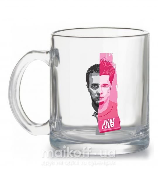 Чашка стеклянная Бойцовский клуб розово-серый Прозрачный фото