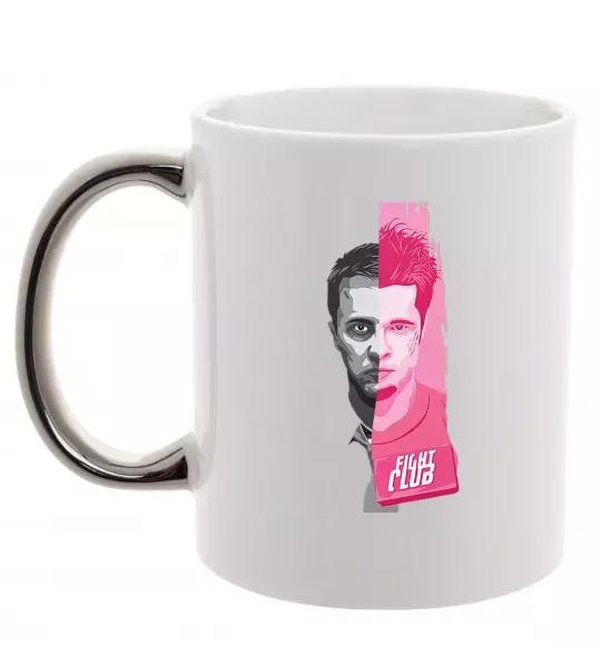 Чашка с цветной ручкой Бійцівський клуб розово-сірий Серебро фото