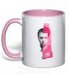 Чашка з кольоровою ручкою Бойцовский клуб розово-серый Ніжно рожевий фото