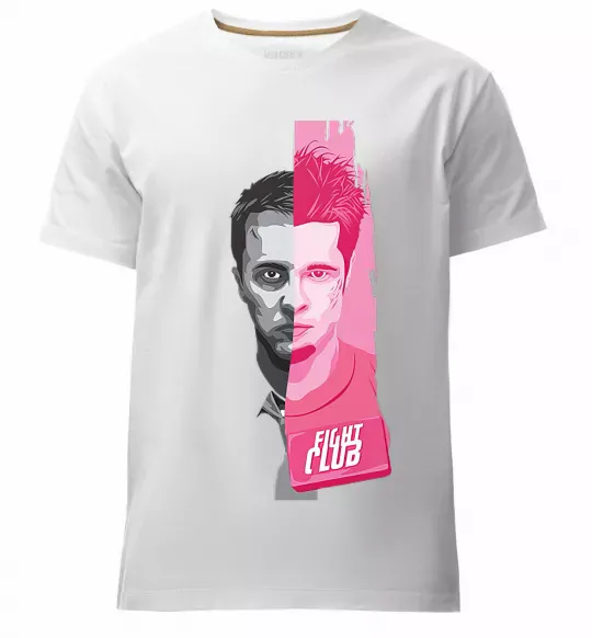 Мужская премиум футболка Бійцівський клуб розово-сірий Белый фото