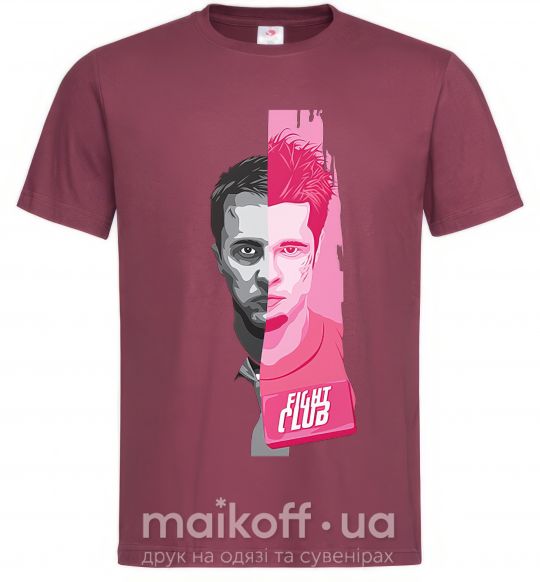 Мужская футболка Бойцовский клуб розово-серый Бордовый фото