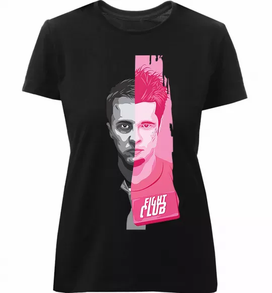 Жіноча преміум футболка Бійцівський клуб розово-сірий Чорний фото