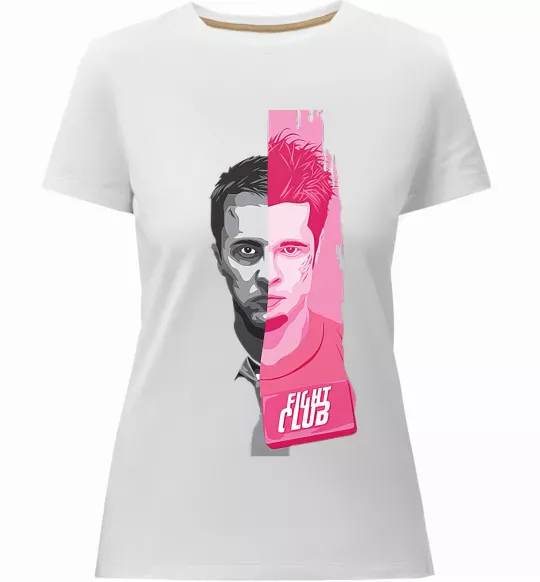 Жіноча преміум футболка Бійцівський клуб розово-сірий Білий фото