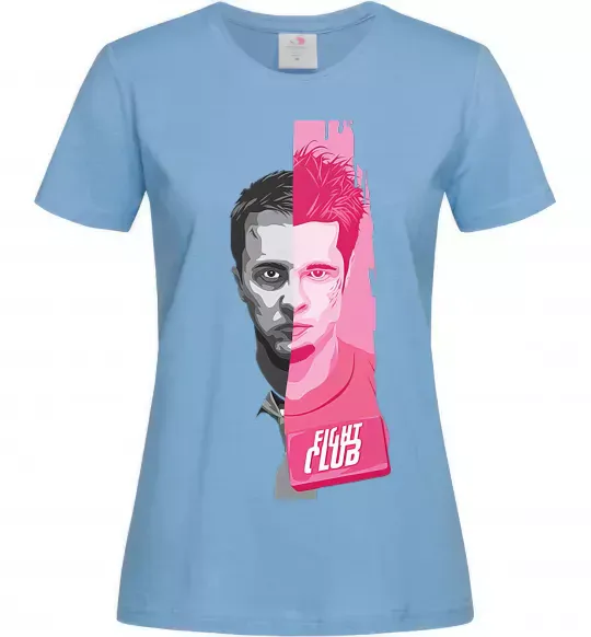 Жіноча футболка Бійцівський клуб розово-сірий Блакитний фото