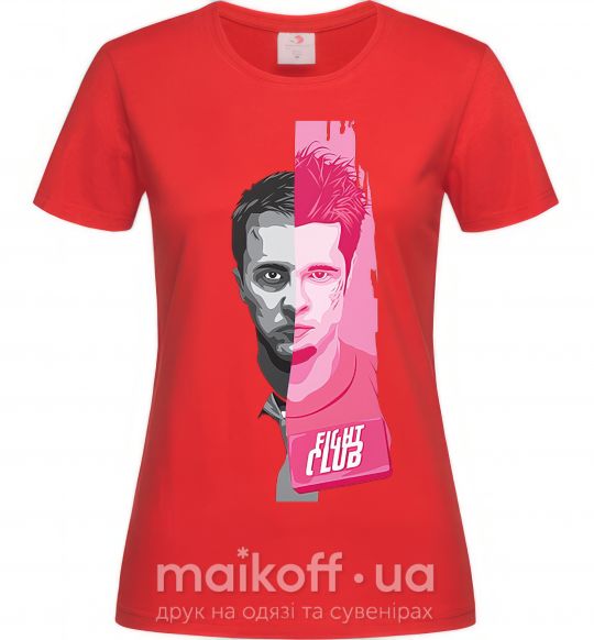 Женская футболка Бойцовский клуб розово-серый Красный фото