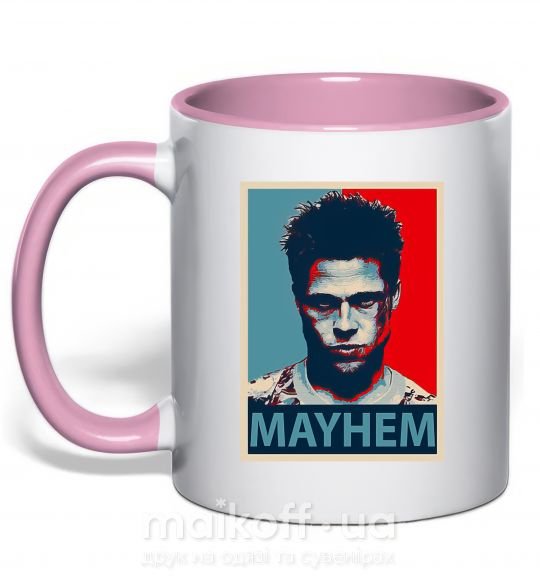 Чашка з кольоровою ручкою Mayhem Ніжно рожевий фото
