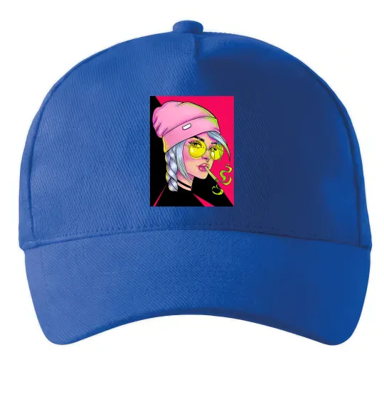 Кепка SWAG girl with cigarette Яскраво-синій фото
