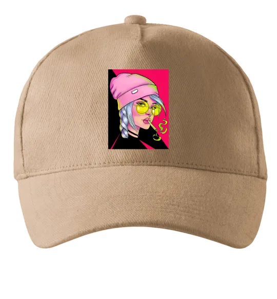 Кепка SWAG girl with cigarette Песочный фото
