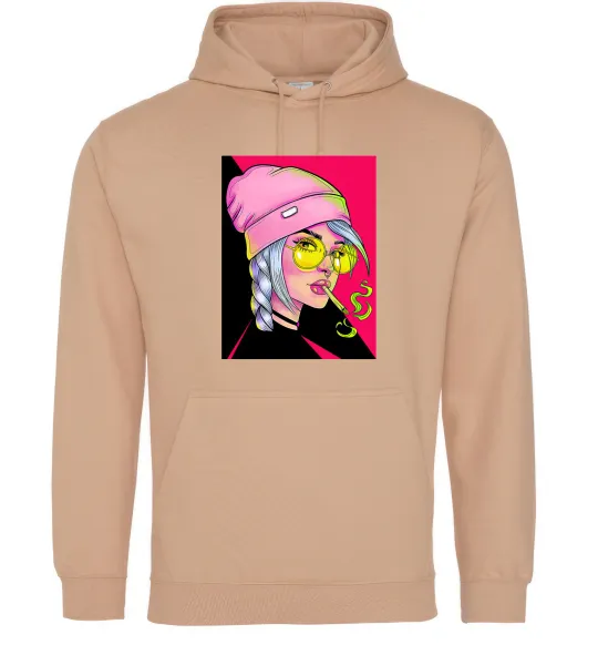 Мужская толстовка (худи) SWAG girl with cigarette Песочный фото