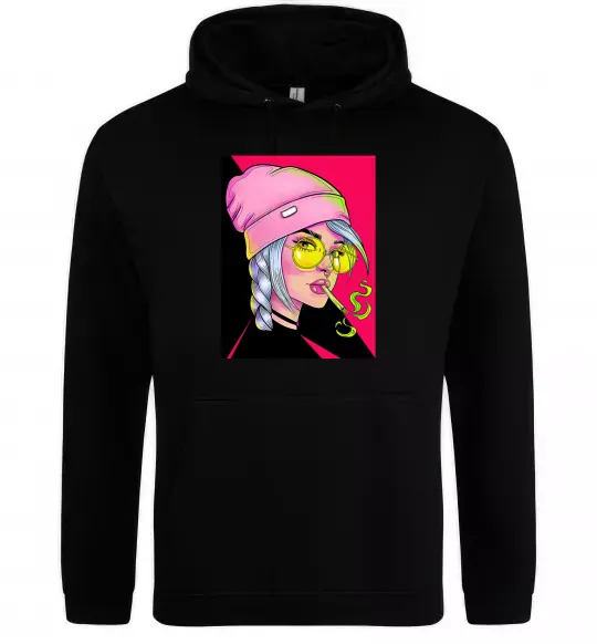 Женская толстовка (худи) SWAG girl with cigarette Черный фото