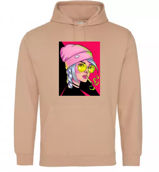 Женская толстовка (худи) SWAG girl with cigarette Песочный фото