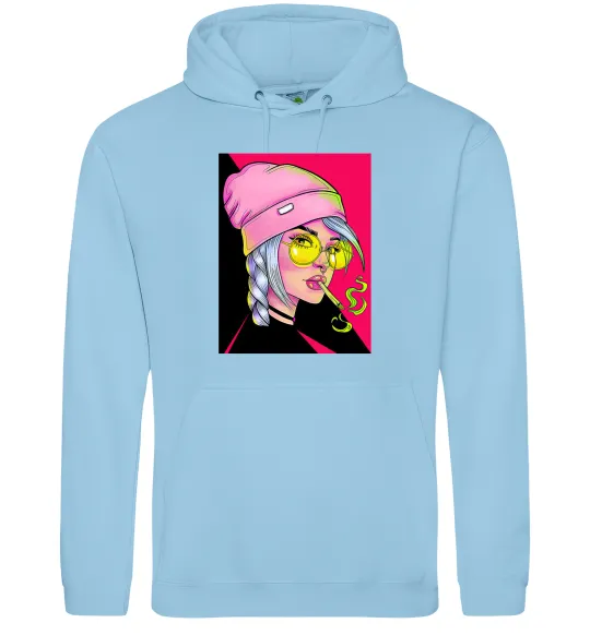 Жіноча толстовка (худі) SWAG girl with cigarette Блакитний фото