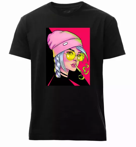 Чоловіча преміум футболка SWAG girl with cigarette Чорний фото