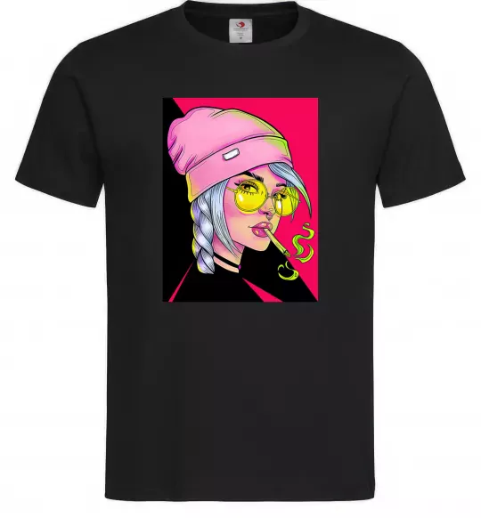 Мужская футболка SWAG girl with cigarette Черный фото