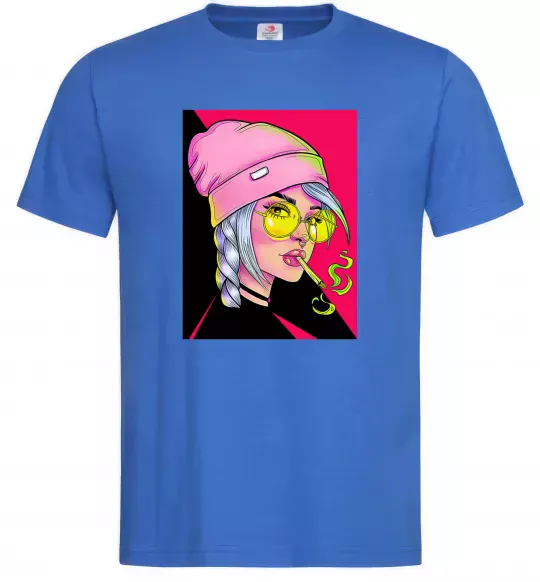 Мужская футболка SWAG girl with cigarette Ярко-синий фото