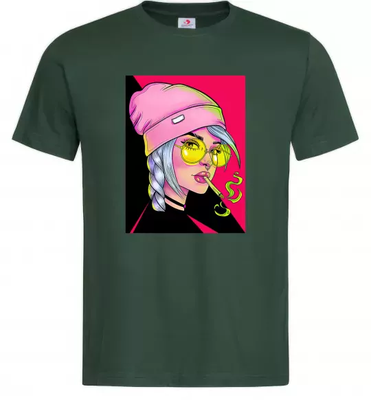 Мужская футболка SWAG girl with cigarette Темно-зеленый фото