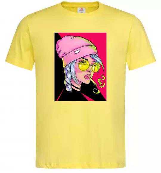 Мужская футболка SWAG girl with cigarette Лимонный фото