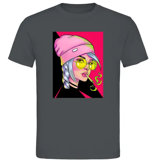 Мужская футболка SWAG girl with cigarette Графит фото