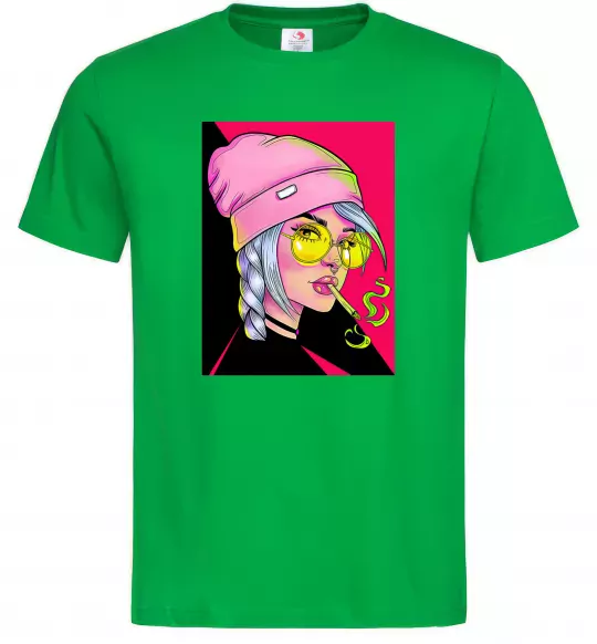 Мужская футболка SWAG girl with cigarette Зеленый фото