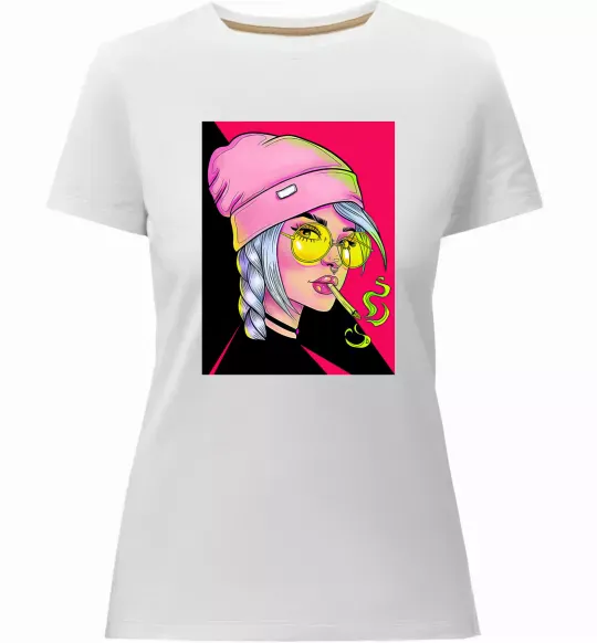 Жіноча преміум футболка SWAG girl with cigarette Білий фото