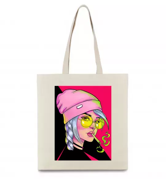 Еко-сумка SWAG girl with cigarette Бежевий фото