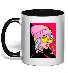 Чашка з кольоровою ручкою SWAG girl with cigarette