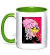 Чашка з кольоровою ручкою SWAG girl with cigarette Лаймовий Чашка з кольоровою ручкою SWAG girl with cigarette Лаймовий фото