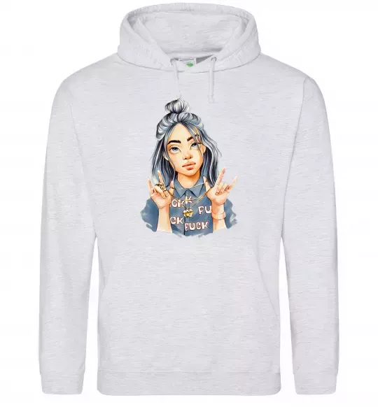 Жіноча толстовка (худі) Біллі Айліш фарби Сірий меланж фото