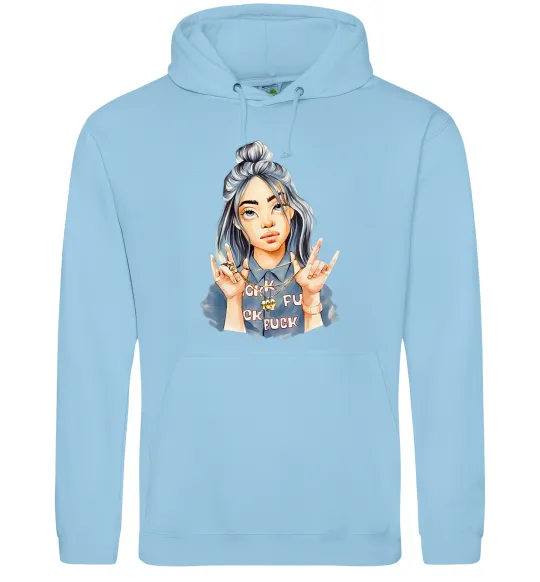 Жіноча толстовка (худі) Біллі Айліш фарби Блакитний фото