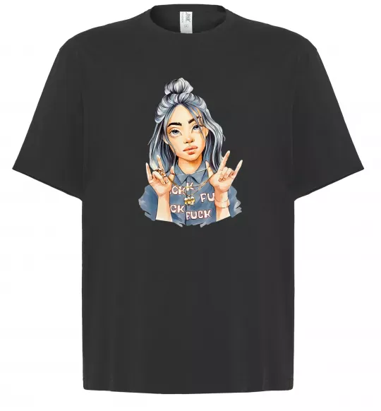 Футболка Оверсайз Біллі Айліш фарби Черный фото