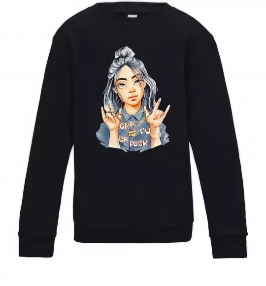 Детский Свитшот Біллі Айліш фарби Черный фото