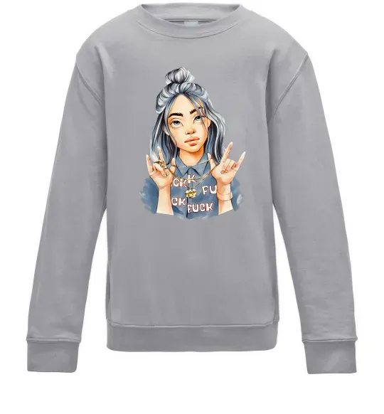 Детский Свитшот Біллі Айліш фарби Серый меланж фото