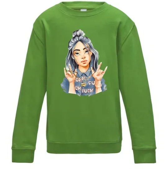 Детский Свитшот Біллі Айліш фарби Лаймовый фото