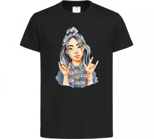 Детская футболка Біллі Айліш фарби Черный фото