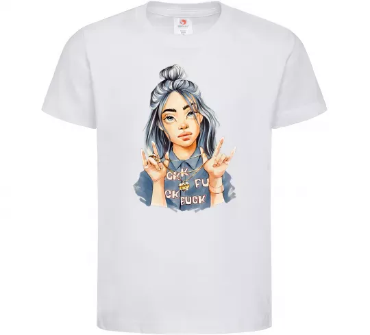 Детская футболка Біллі Айліш фарби Белый фото