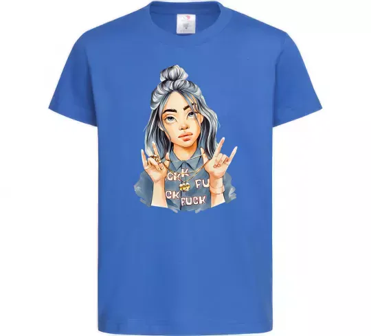 Детская футболка Біллі Айліш фарби Ярко-синий фото