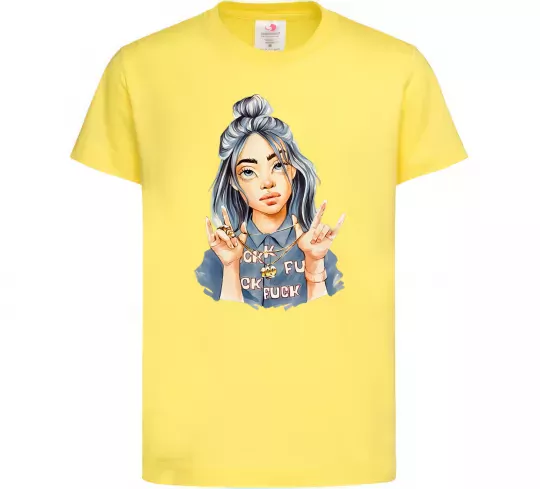 Детская футболка Біллі Айліш фарби Лимонный фото