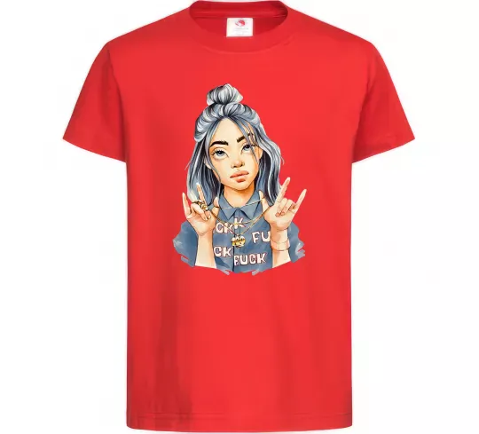 Детская футболка Біллі Айліш фарби Красный фото