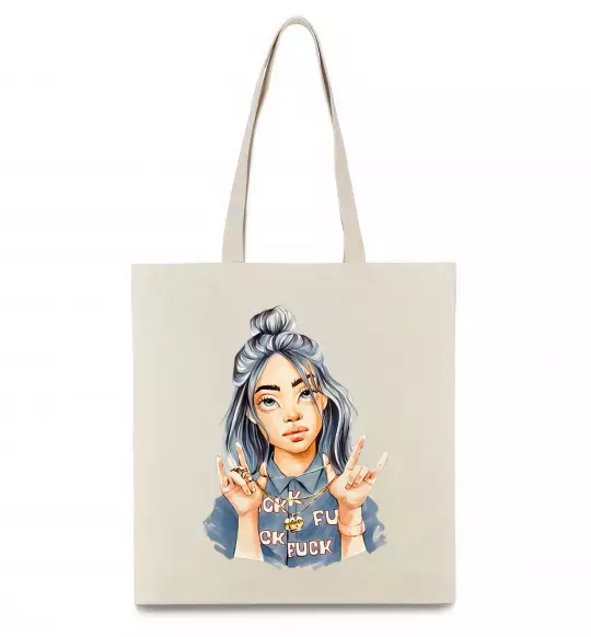 Еко-сумка Біллі Айліш фарби Бежевий фото