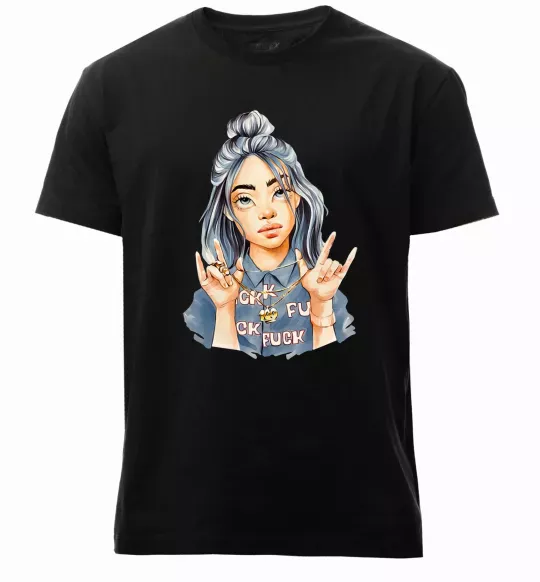 Мужская премиум футболка Біллі Айліш фарби Черный фото