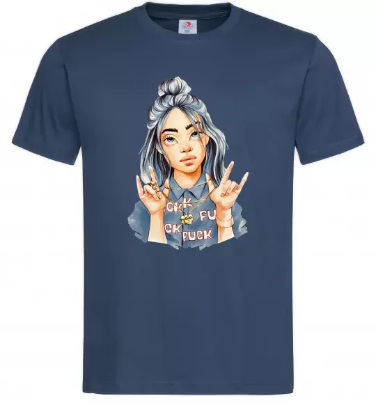 Мужская футболка Біллі Айліш фарби Темно-синий фото