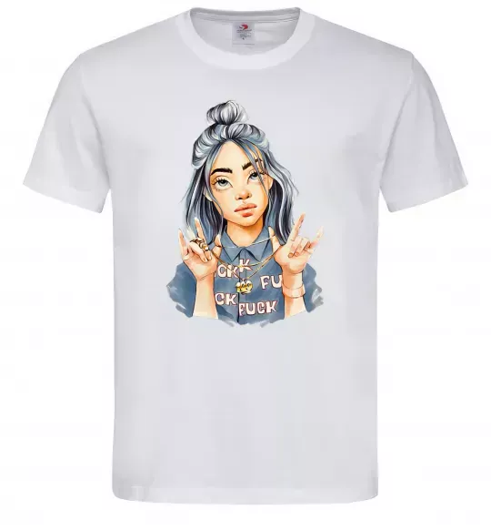 Мужская футболка Біллі Айліш фарби Белый фото